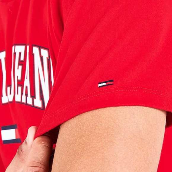 Tommy Jeans Graphic Tee Mens Large Crew Neck Short Sleeve Red - Picture 3 of 6